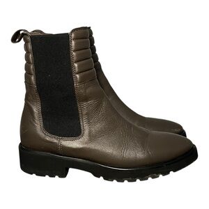 A.Soliani Leather Siena Boots Brown Leather Women's 40/9.5 Block Heel Lug Sole